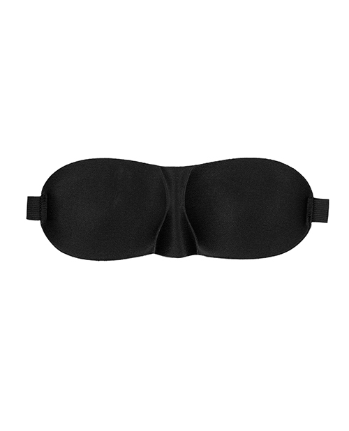 Shots Ouch Black & White Satin Curvy Eye Mask With Elastic Straps - Black