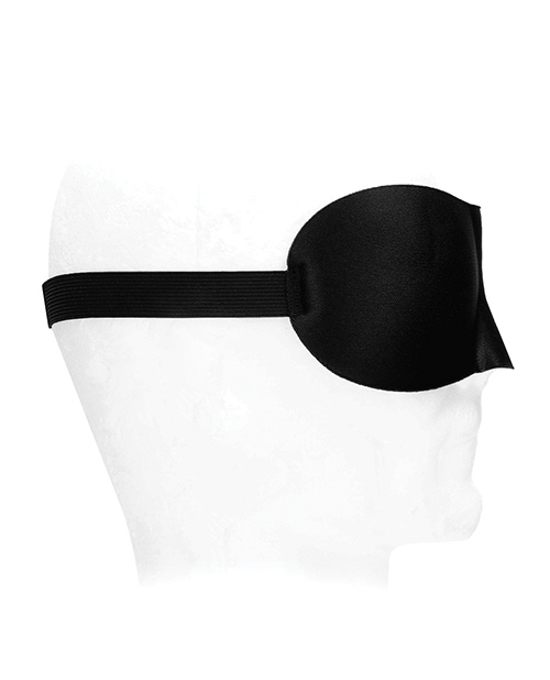 Shots Ouch Black & White Satin Curvy Eye Mask With Elastic Straps - Black