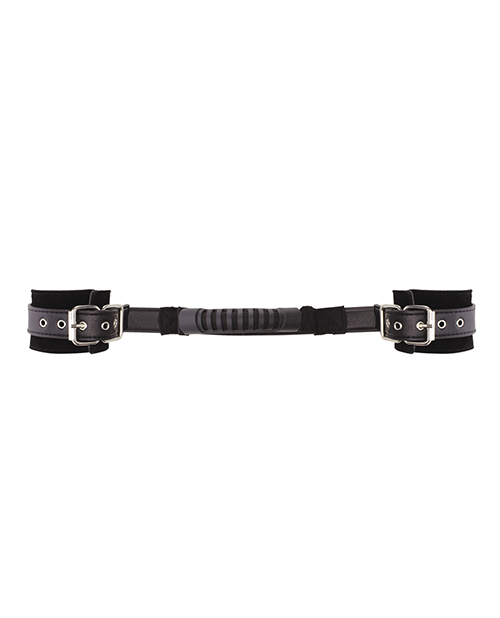 Shots Ouch Black & White Bonded Leather Hand Cuffs With Handle - Black