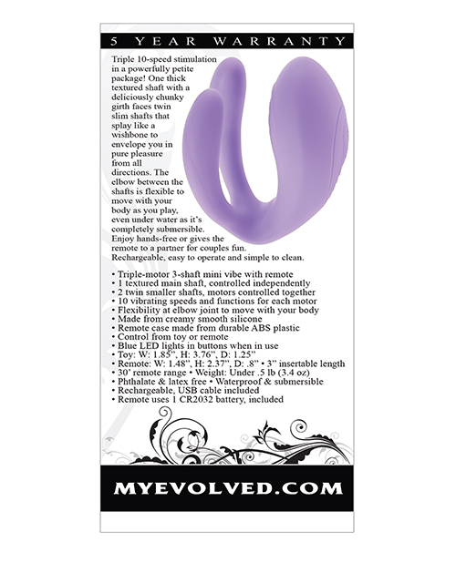 Evolved Petite Tickler Mini Vibe With Remote - Purple