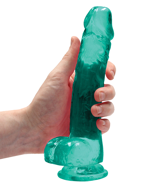 Shots Realrock Realistic Crystal Clear 8" Dildo With Balls - Turquoise