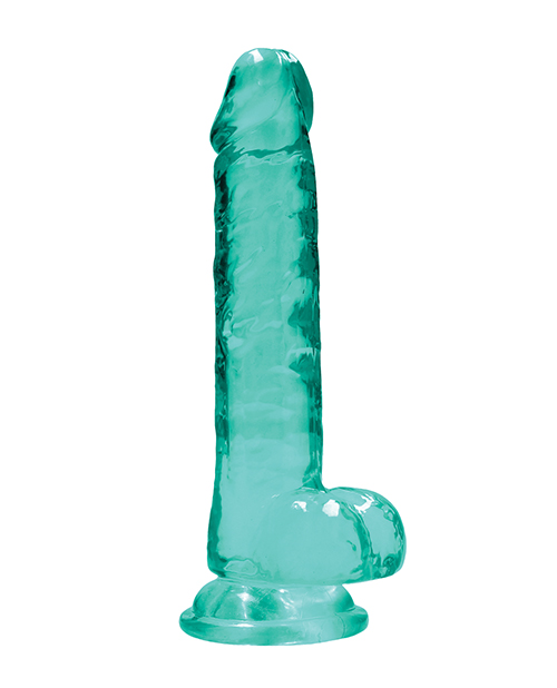Shots Realrock Realistic Crystal Clear 7" Dildo With Balls - Turquoise