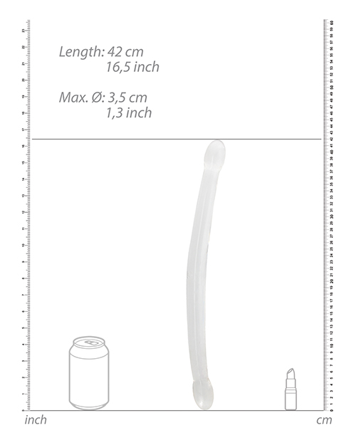 Shots Realrock Crystal Clear 17" Double Dildo - Transparent