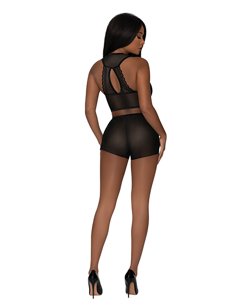 Modern Romance Tie Front Halter & Tap Pant Black L/Xl