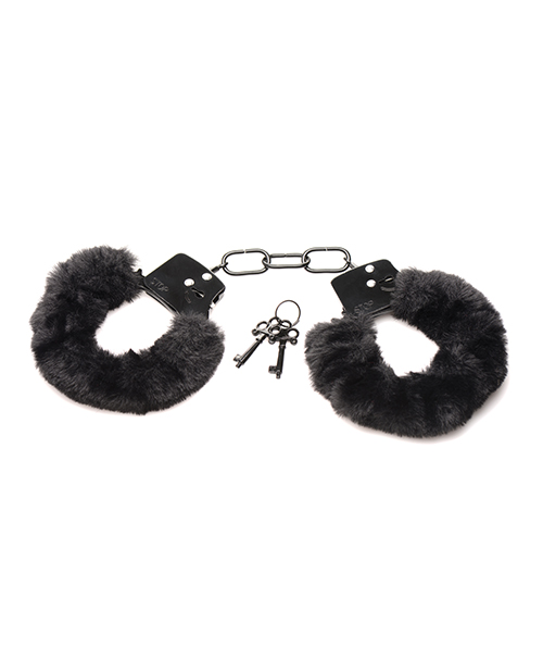 Master Series Cuffed In Fur Furry Handcuffs - Black