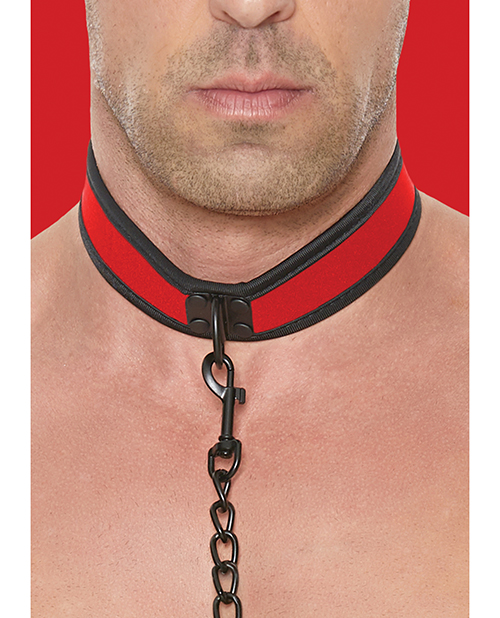 Shots Ouch Puppy Play Puppy Collar With Leash - Red