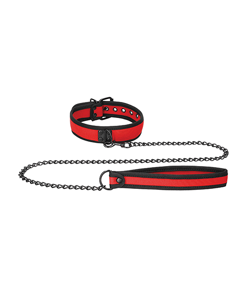 Shots Ouch Puppy Play Puppy Collar With Leash - Red