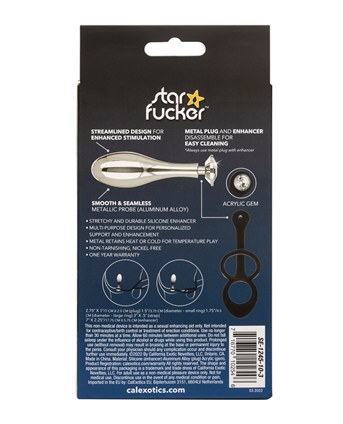Star Fucker Teardrop Gem Plug With Silicone Enhancer - Black