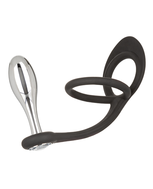 Star Fucker Teardrop Gem Plug With Silicone Enhancer - Black