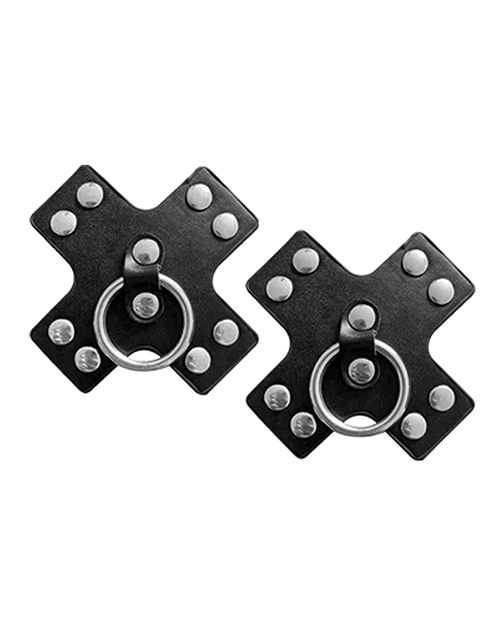 Nipplicious Seducer Leather Pasties With Ring - Black