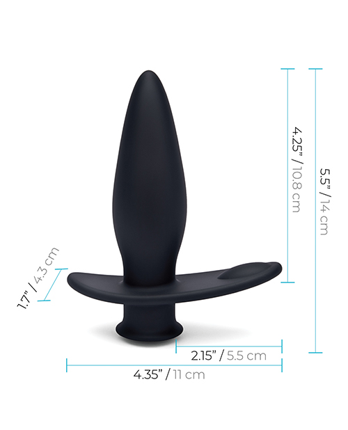 Blue Line Vibrating Anal Plug Pointer With Remote - Black