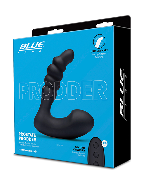 Blue Line Vibrating Prostate Prodder With Remote - Black