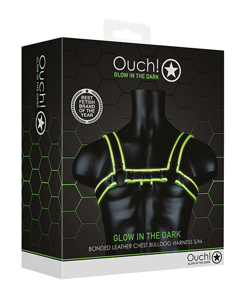 Shots Ouch Chest Bulldog Harness - Glow In The Dark S/M