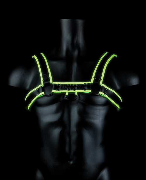 Shots Ouch Chest Bulldog Harness - Glow In The Dark S/M
