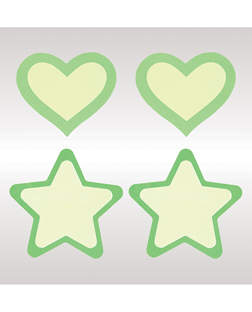 Peekaboos Glow In The Dark Hearts & Stars - Green 2 Pairs