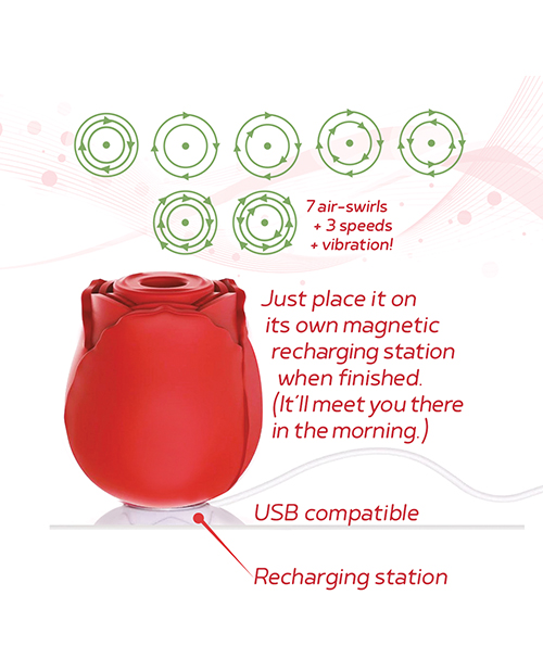 Wild Rose Rechargeable Silicone Suction Vibrator - Red