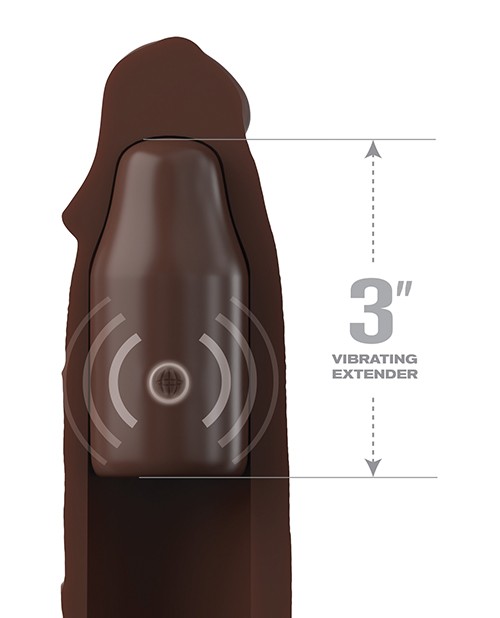 Pipedream Fantasy X-tensions Elite 9" Sleeve Vibrating 3" Plug With remote - Brown