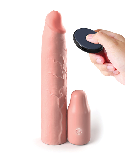 Pipedream Fantasy X-tensions Elite 9" Sleeve Vibrating 3" Plug With remote - Light