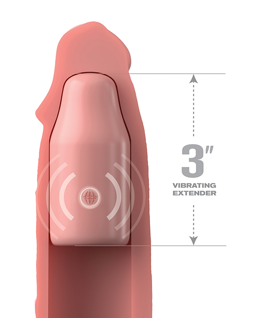 Pipedream Fantasy X-tensions Elite 9" Sleeve Vibrating 3" Plug With remote - Light