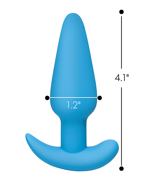 Bang! 21X Vibrating Silicone Butt Plug With Remote - Blue