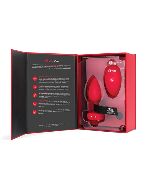 B-Vibe Vibrating Heart Plug M/L - Red