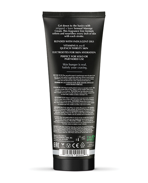 Wicked Sensual Care Stripped & Bare Unscented Massage Cream - 4 Oz