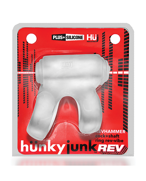 Hunkyjunk Revhammer Shaft Vibe Ring - Clear Ice With Blue Vibe