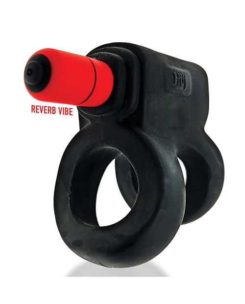 Hunkyjunk Revhammer Shaft Vibe Ring - Tar Ice With Red Vibe