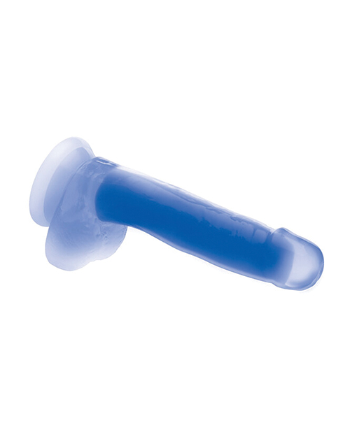 Curve Toys Lollicock 7" Glow In The Dark Silicone Dildo With Balls - Blue