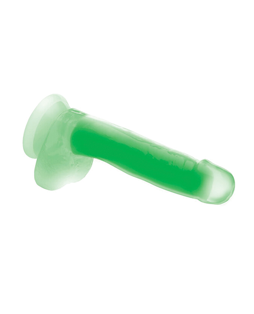 Curve Toys Lollicock 7" Glow In The Dark Silicone Dildo With Balls - Green