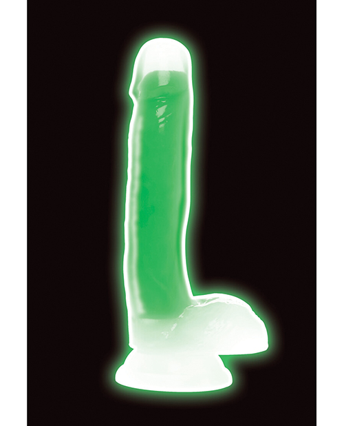 Curve Toys Lollicock 7" Glow In The Dark Silicone Dildo With Balls - Green
