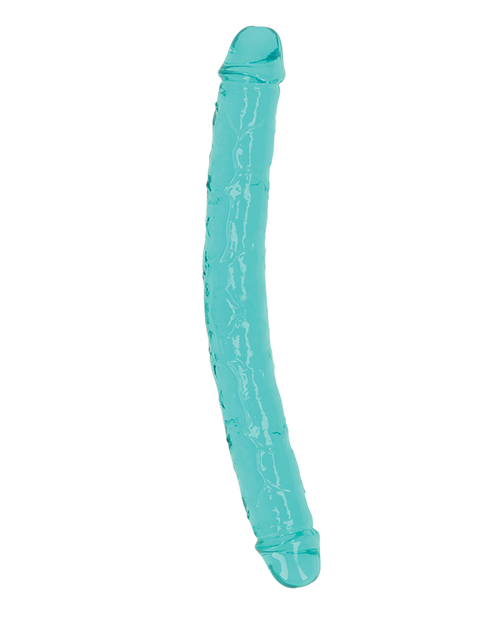 Shots Realrock Crystal Clear 14" Double Dildo - Turquoise