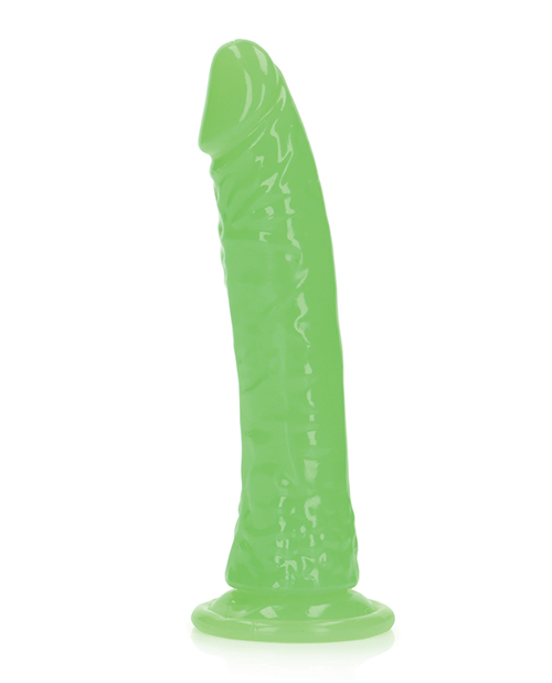 Shots Realrock 8" Slim Dildo Glow In The Dark - Neon Green