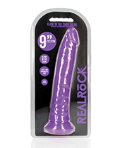 Shots Realrock 9" Slim Dildo Glow In The Dark - Neon Purple