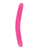 Shots Realrock 12" Double Dong Glow In The Dark - Neon Pink