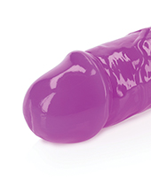 Shots Realrock 15" Double Dong Glow In The Dark - Neon Purple