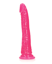 Shots Realrock 8" Slim Dildo Glow In The Dark - Neon Pink