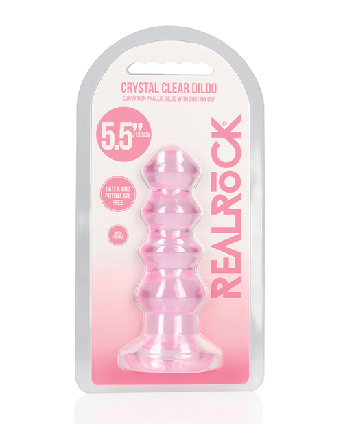 Shots Realrock Crystal Clear 5.5" Curvy Dildo/Butt Plug - Pink