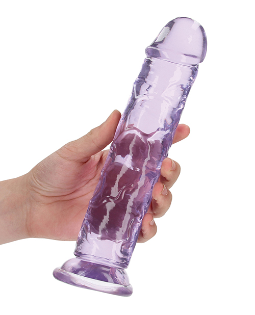 Shots Realrock Crystal Clear 9" Straight Dildo With Suction Cup - Purple