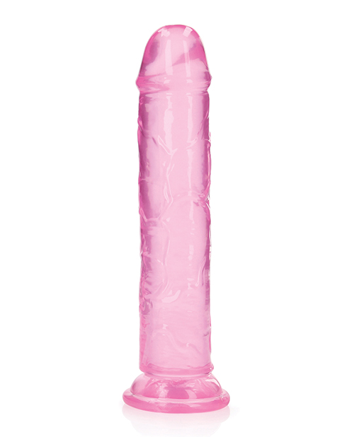 Shots Realrock Crystal Clear 9" Straight Dildo With Suction Cup - Pink