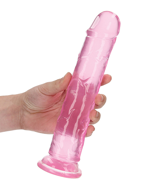Shots Realrock Crystal Clear 9" Straight Dildo With Suction Cup - Pink
