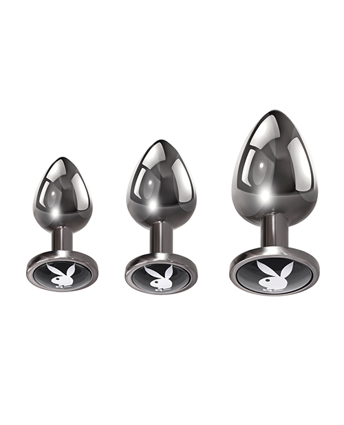 Playboy Pleasure Pleasure 3 Ways Butt Plugs - Silver