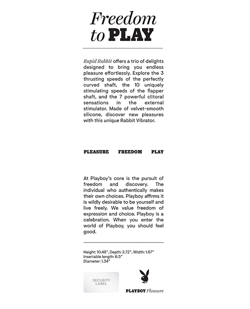 Playboy Pleasure Rapid Rabbit Vibrator - 2 Am