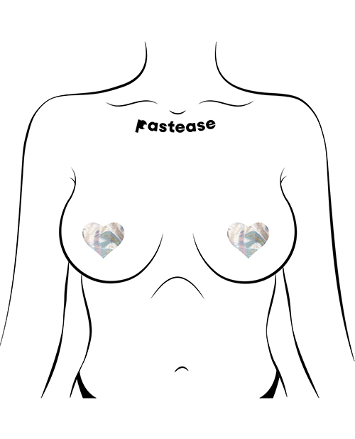 Pastease Premium Petites Holographic Heart - Silver O/S Pack Of 2 Pair