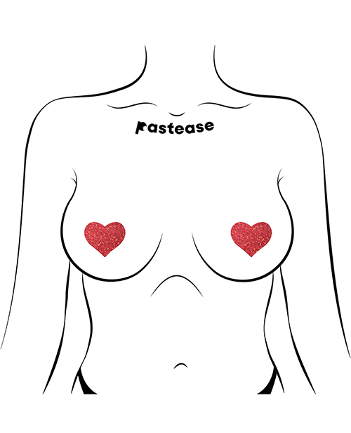 Pastease Premium Petites Glitter Heart - Red O/S Pack Of 2 Pair