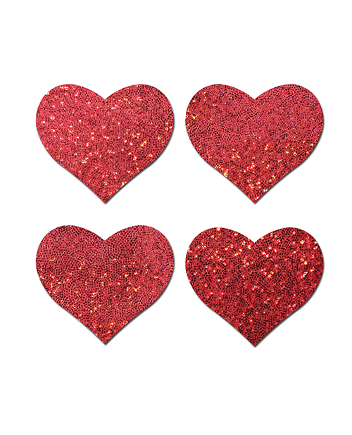 Pastease Premium Petites Glitter Heart - Red O/S Pack Of 2 Pair