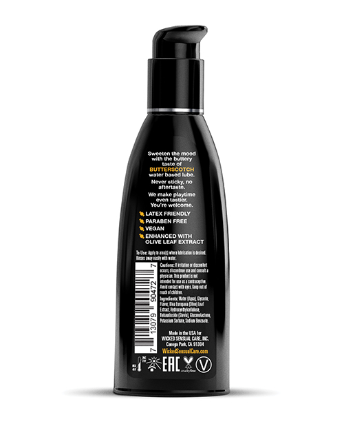 Wicked Sensual Care Aqua Water Based Lubricant - 2 Oz Butterscotch