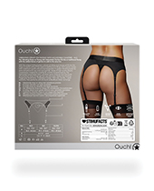 Shots Ouch Vibrating Strap On Thong With Adjustable Garters - Black M/L