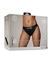 Shots Ouch Vibrating Strap On Thong With Removable Rear Straps - Black M/L