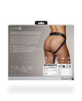 Shots Ouch Vibrating Strap On Panty Harness With Open Back - Black M/L